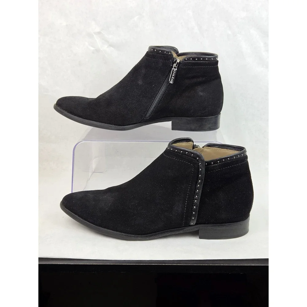 Italeau Miralda Womens Black Studded Ankle Boot Minimalist Bootie Leather Boho
